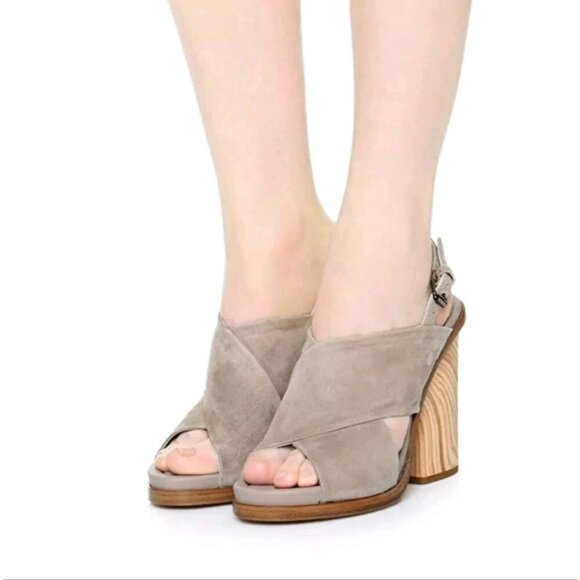 VINCE | Helena Sling Crisscross Suede Sandals in Gray Size 8M - Picture 2 of 7